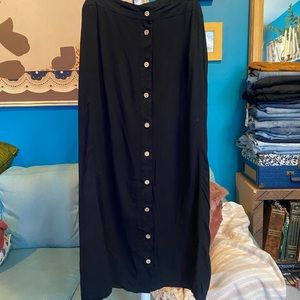 Black button down midi skirt